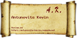 Antunovits Kevin névjegykártya